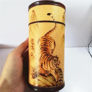 文玩收藏烙画天然葫芦茶叶罐精品押花罐子香插微雕保温杯工艺摆件