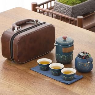 陶瓷旅行茶具便携包户外露营快客杯整套喝茶茶盘家用功夫茶具套装