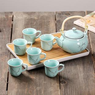 泡茶功夫茶具小套陶瓷现代整套简约干泡茶盘茶壶茶杯家用 偲逸日式