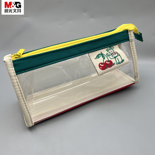 晨光原田治三角高透笔袋尼龙材质TPU高透视窗多隔层分区收纳防水耐用高颜值学生用笔盒文具化妆品BD0212
