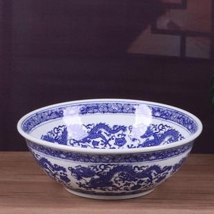 陶瓷汤盆大号加厚发面盆家用 景德镇陶瓷和面盆青花瓷酸菜鱼盆中式