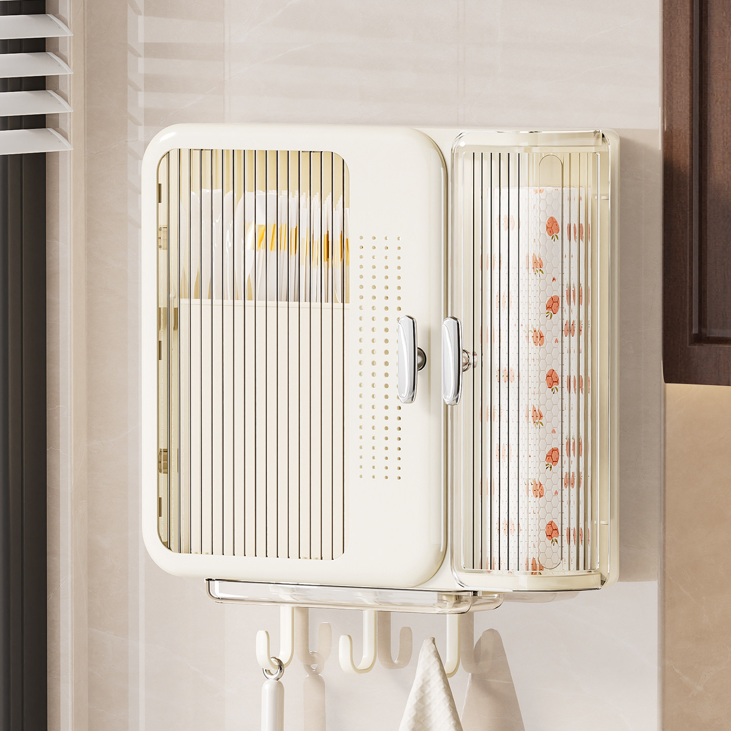 多功能家用抗菌免打孔筷子筒壁挂式厨房沥水防尘置物架勺子收纳盒,厨房/烹饪用具,厨房墙壁置物架/厨房墙壁挂架,淘宝优惠券,粉丝福利购,淘宝优惠卷