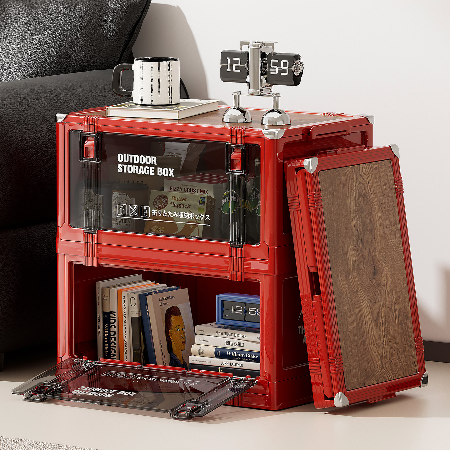 工业风翻盖收纳箱家用小型客厅床头柜大容量收纳柜储物箱储物柜