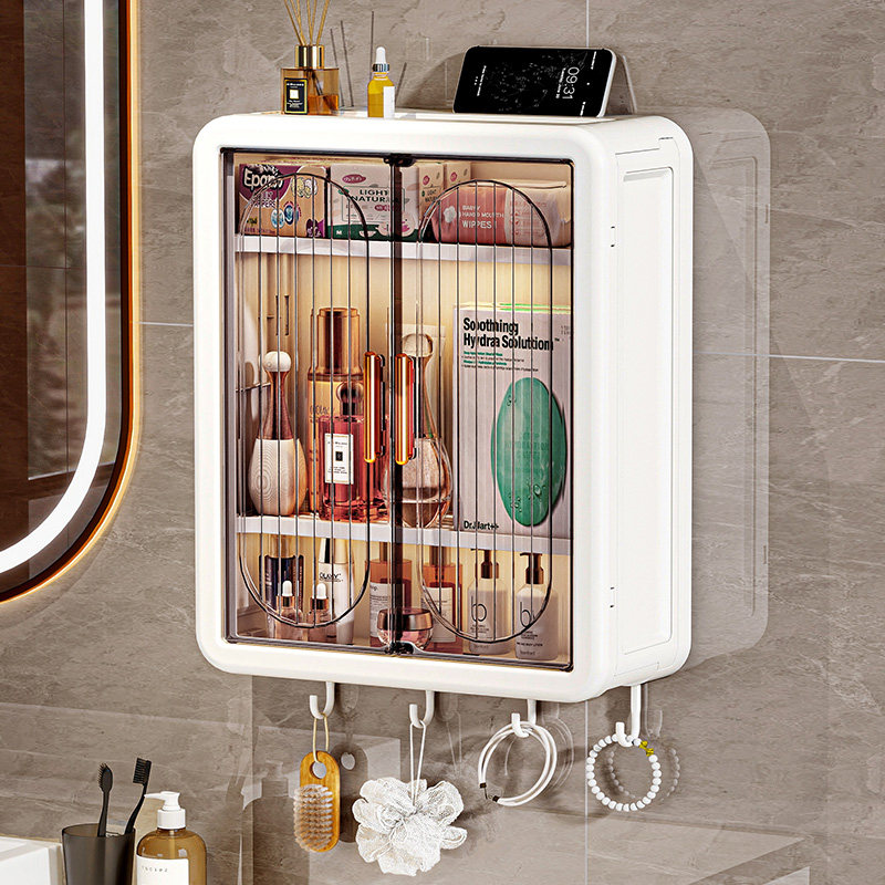 浴室收纳柜免打孔壁挂带磁吸柜门防尘储物架家用卫生间壁挂置物架,家装主材,浴室角架,淘宝优惠券,粉丝福利购,淘宝优惠卷