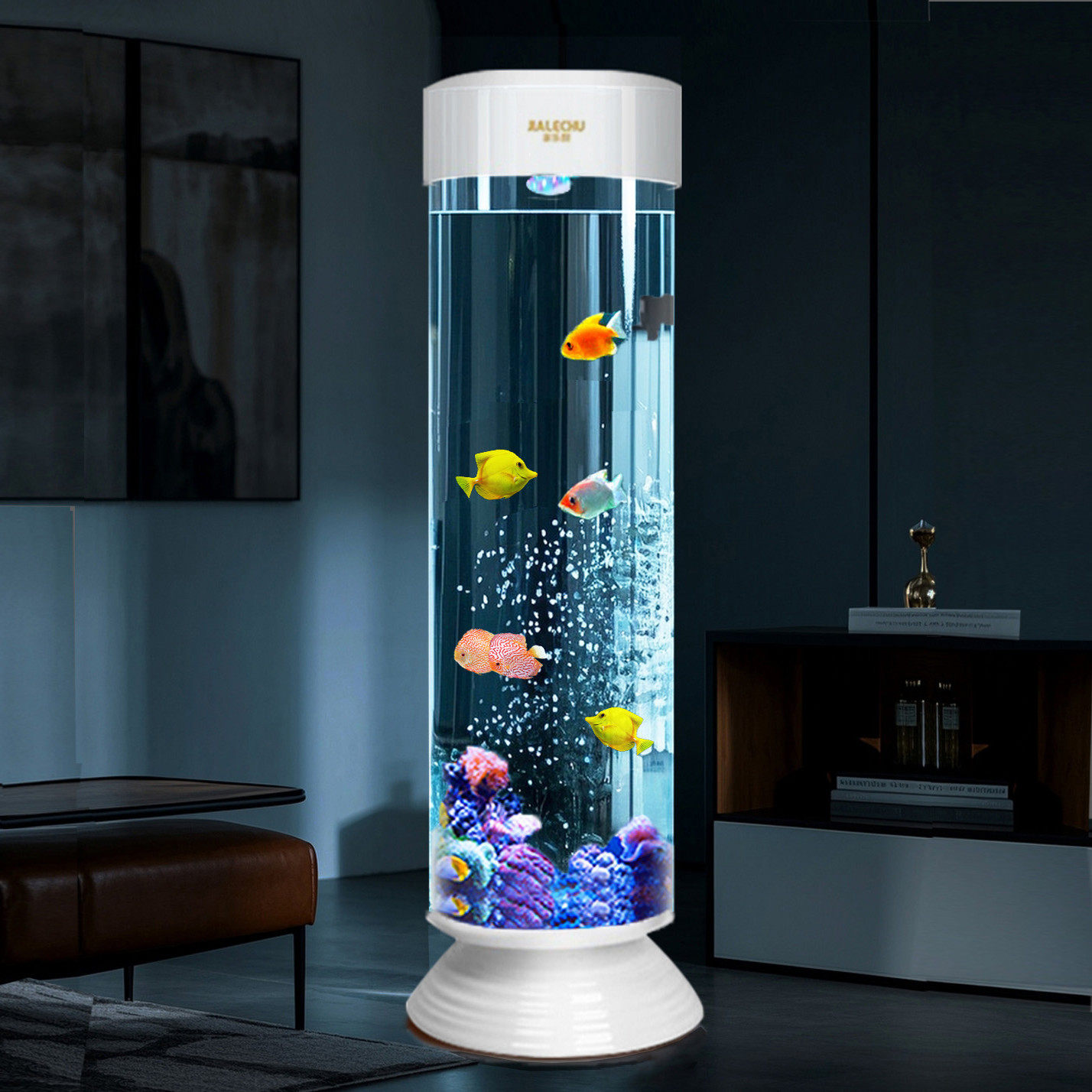 鱼缸客厅2025新款小型圆柱形落地立式亚克力免换水生态圆形金鱼缸,宠物/宠物食品及用品,底柜/落地缸,淘宝优惠券,粉丝福利购,淘宝优惠卷