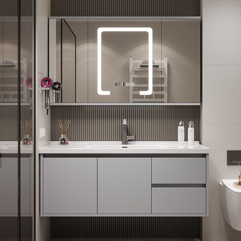 蜂窝铝73/83/93/103/113CM风水镜浴室柜陶瓷一体盆洗漱台洗脸盆