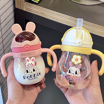 婴儿学饮杯宝宝水杯奶瓶宝宝防漏水瓶儿童吸管杯带重力球饮水杯子
