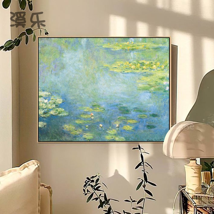 莫奈经典油画睡莲 装饰画客厅挂画印象派餐厅卧室墙挂画电表箱画图片