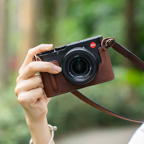 摄侣适用徕卡dlux8手柄保护套DLUX8皮套Leicaq328相机套Q343底座壳拍立得sofort2相机包复古牛皮肩带装饰配件