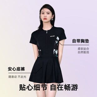 连体泳衣女夏202n4年新款 爆款 平角保守显瘦遮肚裙式 游泳馆泳装