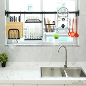 不锈钢厨房置物架壁挂免打孔水槽沥水碗碟挂架跨窗户窗台收纳架子