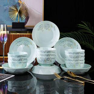 学思优选景德镇陶瓷碗家用一级甜蜜蜜吃饭碗汤碗影青彩釉餐具套装