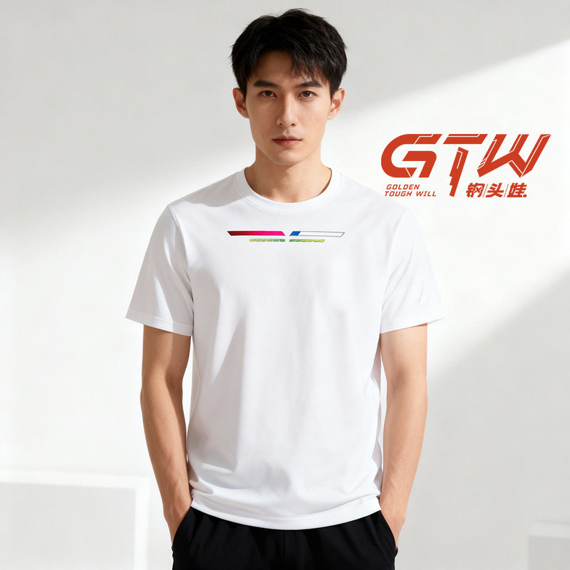 GTW格斗文化印花短袖T恤男纯棉圆领百搭舒适白色上衣
