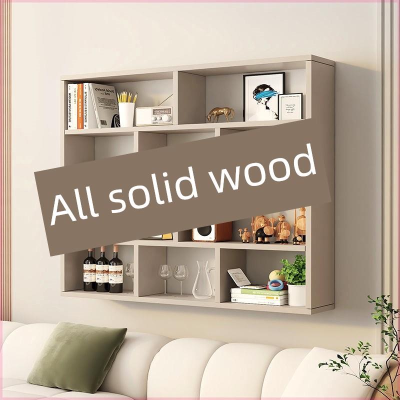 全实木酒架家用挂壁书架柜子壁挂式多层置物架厨房餐厅展示架特价