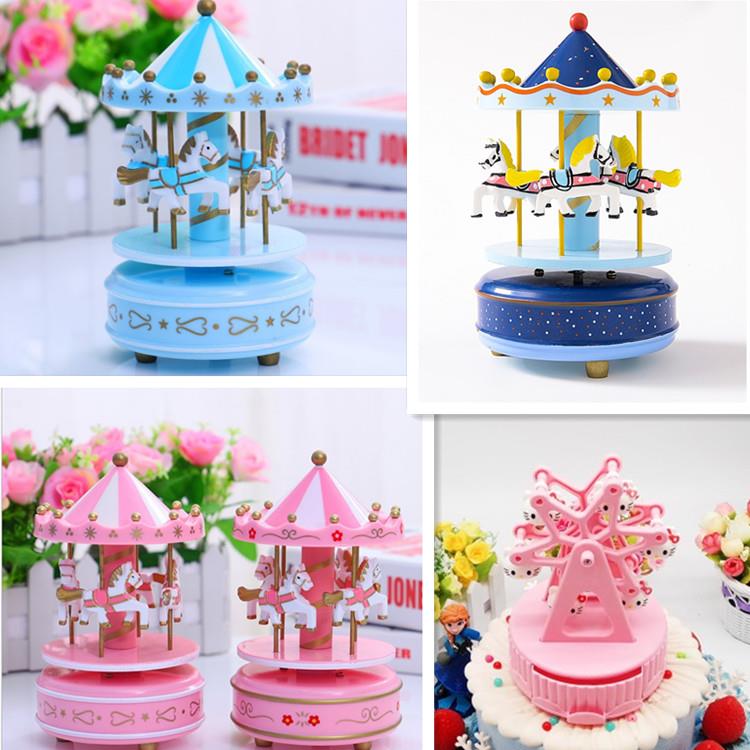 旋转木马音乐盒摩天轮蛋糕装饰摆件儿童生日礼品节日装饰摆件配件