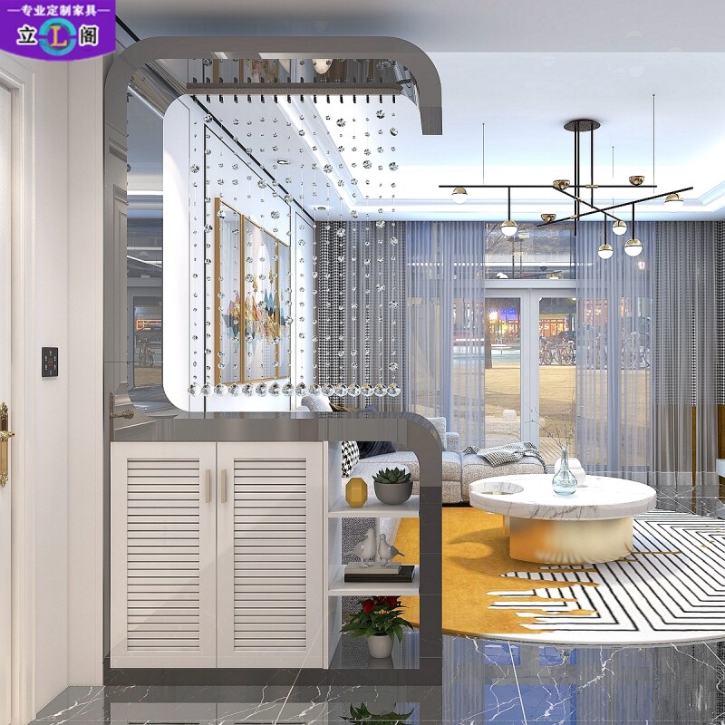 客厅双面玄关隔断柜 入户烤漆鞋柜 百叶门储物装饰门厅柜烤漆屏风