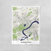 简约北欧线描城市地图挂布高级感创意极简画布卧室公寓背景布挂毯