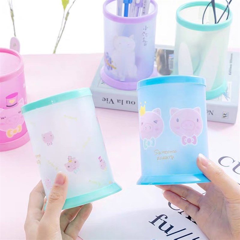 4个组装笔筒DIY创意笔筒PP圆形笔筒折叠笔筒上手工儿童桌面收纳桶