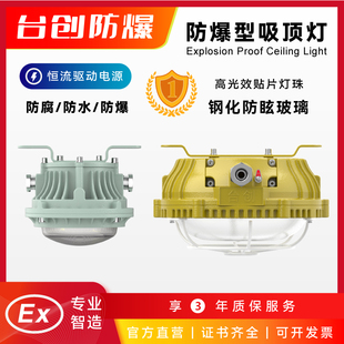 台创LED防爆吸顶灯管廊隧道仓库防尘防潮低顶圆泛光灯24V/220V