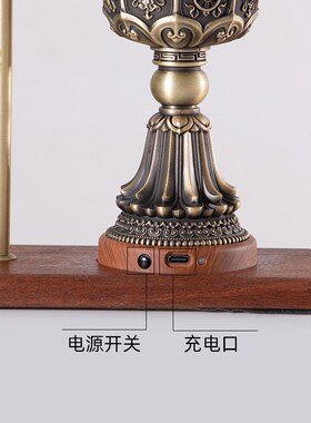 电子酥油灯无烟八吉祥蜡烛灯充电供奉灯插电LED长明灯火转转金简