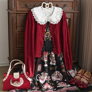 [柔软心事]Lolita短款毛衣开衫外套复古针织开衫软妹外套