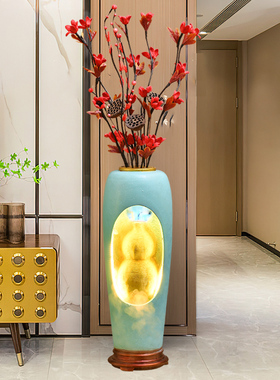 大型落地流水生财摆件循环水装饰乔迁新居礼品客厅电视柜旁边花瓶