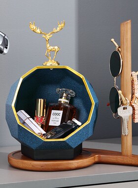 创意竹木实木挂钩架子放钥匙收纳摆件家居饰品入户门口装饰收纳盘