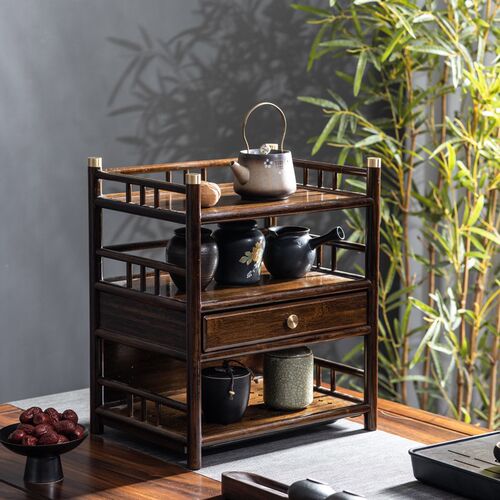桌上博古架杯子置物n架茶台茶杯架桌面茶叶茶具收纳盒茶桌道茶壶