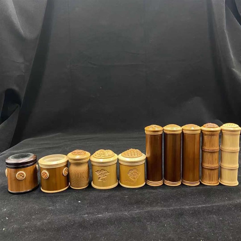 手工竹制a实心竹玉竹文玩虫罐香囊竹蛉盒蝈蝈手把件葫芦罐虫具竹