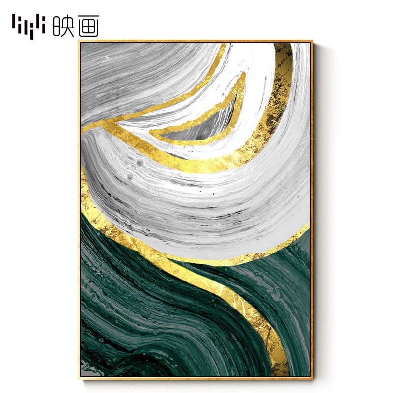 客厅背景墙挂画玄关过道装饰画A简约现代抽象大气鎏金餐厅壁画欧
