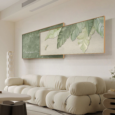 现代简约客厅装饰画侘寂风绿植沙发H背景墙挂画家大业大叠加画
