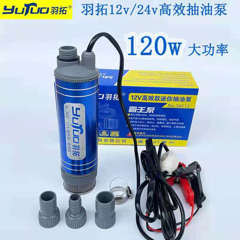 羽拓新款电动抽油泵油抽子12wV24伏大功率抽油泵柴油泵水泵潜水泵