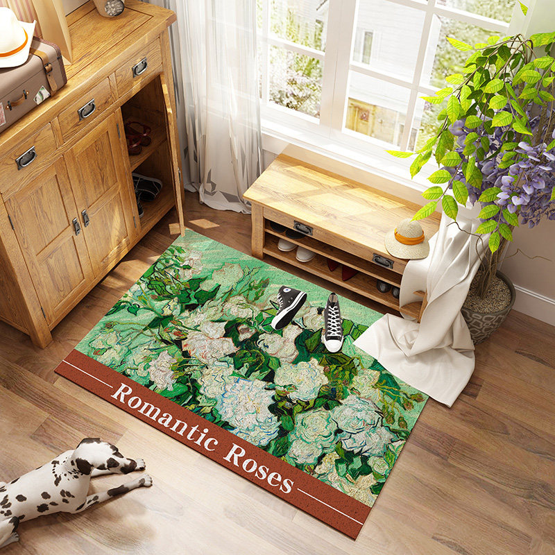 梵高油画可裁剪进门丝圈地垫 入户门口门垫地毯PVC防滑玄关脚垫,居家布艺,家用脚垫,淘宝优惠券,粉丝福利购,淘宝优惠卷