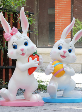 户外园林景观幼儿园商场动物模型卡通兔子相框座椅玻璃钢雕塑摆件