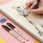 勾线笔记号笔儿童小学生描边双头水性