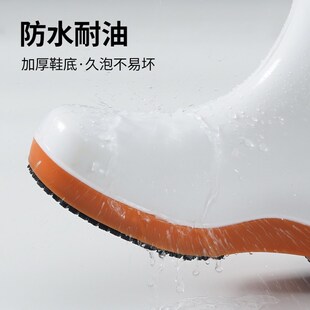 高筒男白色防滑雨靴食品卫生靴食E堂防滑雨鞋厨房鞋车间工作鞋