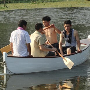 厂家供应4米两头t尖木船装饰手划观光游船