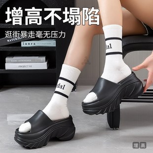 外穿防滑踩屎X感一字拖松 厚底增高凉鞋 厚底拖鞋 女士2025新款 夏季
