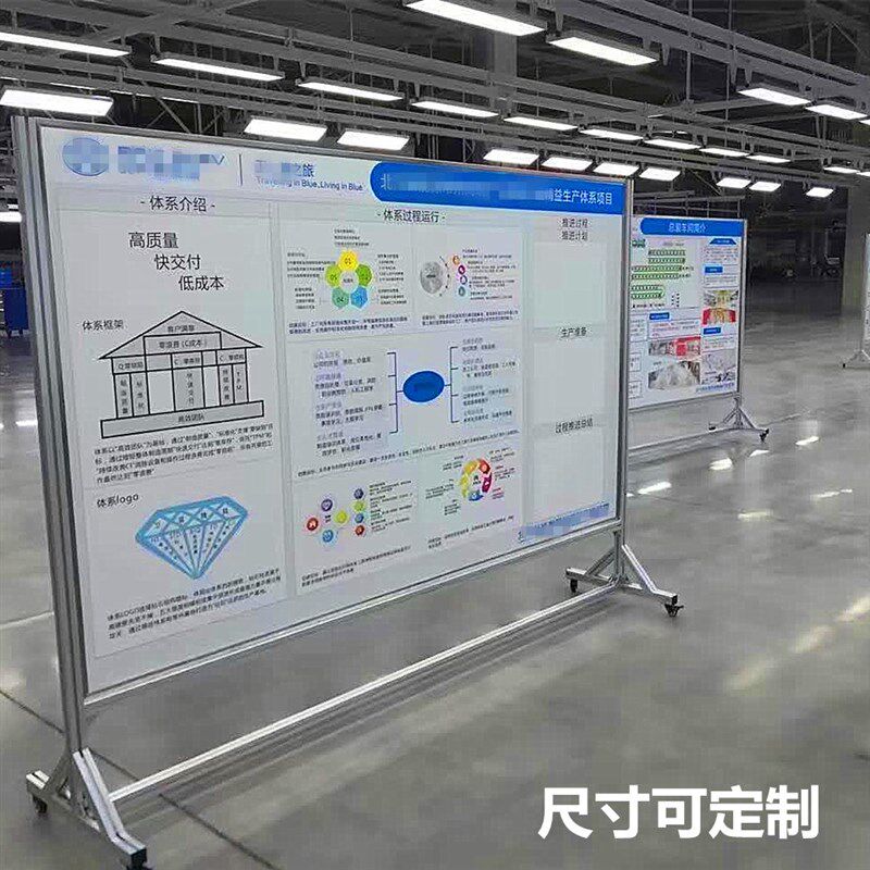 车间看板移动展板铝合金宣传栏生产管H理计划板玻璃白板支架订做