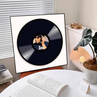 黑胶唱片装饰画CD音乐教室墙挂画周杰伦琴行钢琴上方摆画简约软装