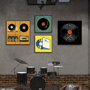 黑胶唱片装饰画 画清吧KTV音乐教室饭厅挂画 画儿童房咖啡馆创意C