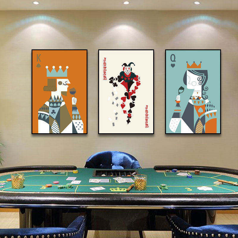 麻将馆装饰画工业风棋牌室酒吧KTV背景墙挂画娱乐会所扑克牌壁画