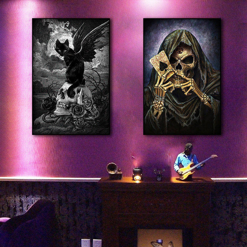 哥特式酒吧装饰画个性暗黑风格ktv包厢挂画夜店会所吧台复古壁画