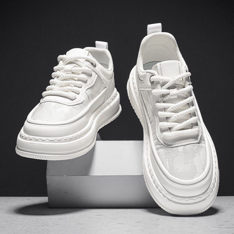 男鞋夏季网面透气潮流百s搭休闲运动小白鞋青少年学生厚底增高板
