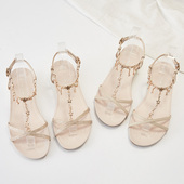 鞋 淑女气质小众设计凉鞋 平底软v底低跟通勤潮2021年新款 子女夏仙