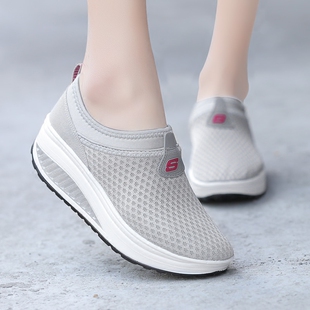 夏季网纱透气摇摇女鞋中年妈妈鞋套D脚帆布鞋塔塔舞鞋休闲女士鞋