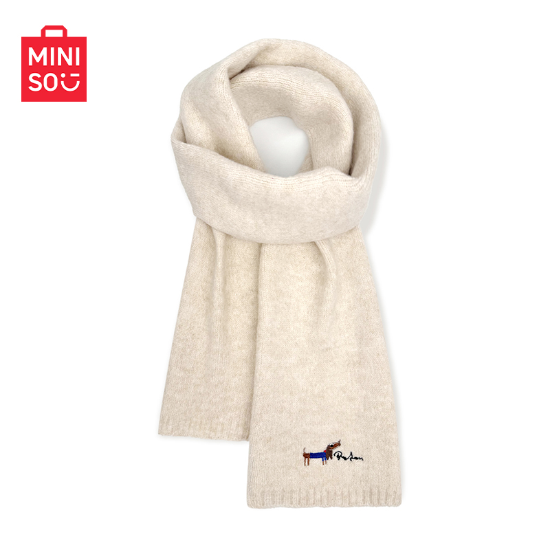 MINISO名创优品刺绣小狗针织围巾