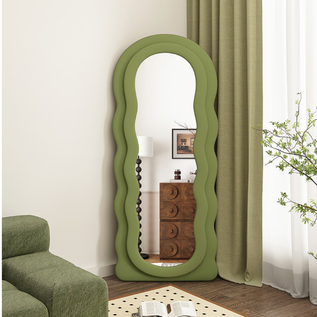 全身镜中古家用落地镜奶油风法式壁挂高清穿衣镜女生卧室试衣镜子