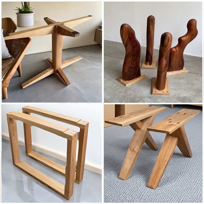 莫比恩大板支架白j蜡木实木支撑架家用口字型胡桃木桌子腿创意脚