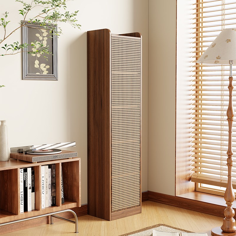 实木书柜中古风带玻璃门书架展示柜客厅家用N小户型落地收纳柜定